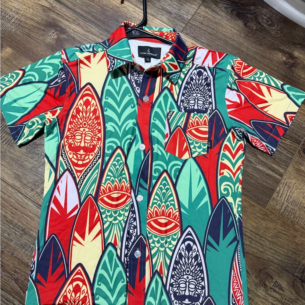 Colorful Surfboard Print Shirt
